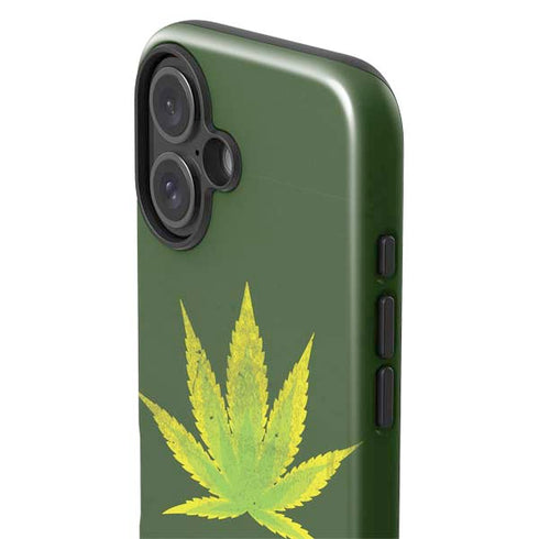 Marijuana Leaf Light Green iPhone 16 Plus Impact Case